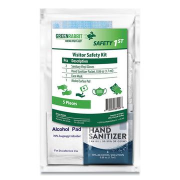 Green Rabbit Safety 1st Visitor Safety Ppe Kit, 1 Person, 5 Pieces, Sealed Bag, 12-box, Delivered In 1-4 Business Days freeshipping - TVN Wholesale